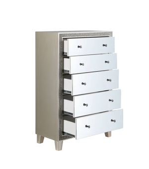 English Elm Sliverfluff Mirrored & Champagne Finish Chest with Acrylic Accents, Felt-Lined Drawer, Durable KD Legs B2726P271967