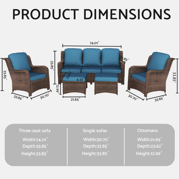 English Elm Patio Hand Woven Wicker Sectional Five Piece Set with Steel Frame for Outdoor Spaces W1710P248722