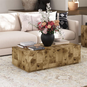 English Elm Moxie Burl Veneer 3 Piece Living Room Table Set with Stackable End Tables B2733P445246