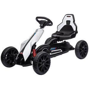 English Elm Aosom Kids Pedal Go Kart with Swing Axle Handbrake and Adjustable Seat for Ages 3 to 8 W2225P217463