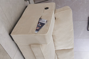 English Elm LOVESEAT, Velvet Upholstery with Foam-Wrapped Coil Cushions and Adjustable Headrests for Comfort and Durability Cream B205S00052