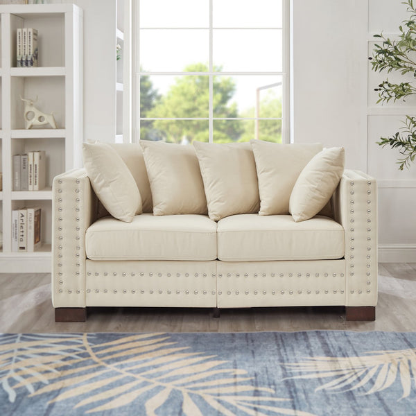 English Elm Modern Velvet Loveseat With Square Armrests & Silver Nailhead Trim - Stylish Storage & Comfort! W1097S00181
