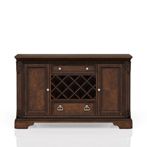 English Elm Mahogany Elegant Traditional Server with Wine Storage, 2 Cabinets & 2 Drawers, Solid Wood Finish B2699P208932
