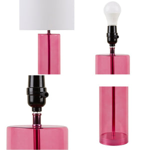 English Elm Glass Blush Table Lamp with Pink Drum Shade for Bedroom or Console Styling B035P264520
