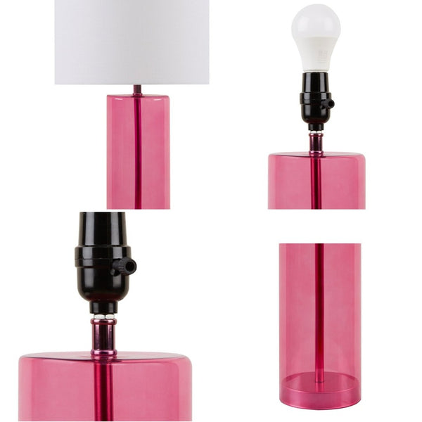 English Elm Glass Blush Table Lamp with Pink Drum Shade for Bedroom or Console Styling B035P264520