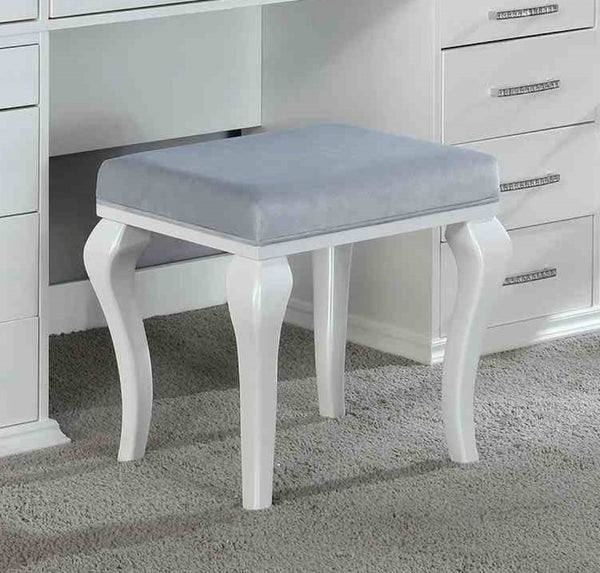 English Elm Glam Elegant Vanity Set with LED Mirror, Plush Stool, Ample Storage, Felt-Lined Drawers, Chic Finish White 41 L x 33 W x 8 H B2741S00679