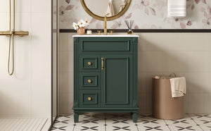 English Elm 24" Elegant Bathroom Vanity With Ceramic Sink - Space-Saving Design, 2 Drawers & Adjustable Shelf N710P318990F