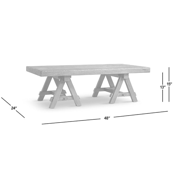 English Elm Hawthorne Reclaimed Elm Trestle Coffee Table Solid Wood Farmhouse Living Room Accent Natural B2719P474450