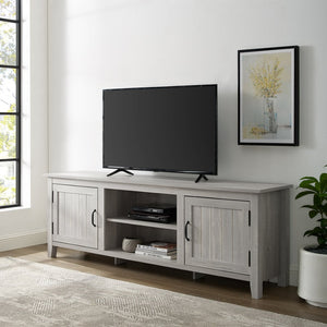 English Elm Modern Farmhouse Tv Stand with Grooved Doors and Rustic Hinges Fits 85 Inch Screens B185P169353