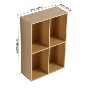 English Elm 24 Inch Wall Mounted Oak Shelving Unit Two Open Compartments for Bathroom or Study W1972P457946