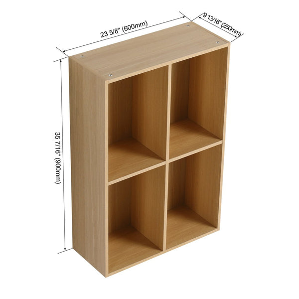 English Elm 24 Inch Wall Mounted Oak Shelving Unit Two Open Compartments for Bathroom or Study W1972P457946