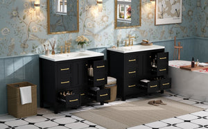 English Elm 72'' Elegant Bathroom Vanity Set With Resin Sink, Solid Wood Frame, Ample Storage & Soft-Close Doors N710SS00012B