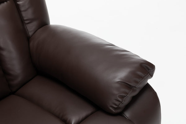 English Elm Electric Power Massage Recliner with Heating & USB Charging, PU Leather, Extra-Dense Cushion Comfort Dark Brown B205S00068