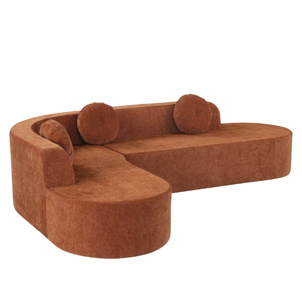 English Elm 122'' Curved L-shaped Sectional Sofa Chenille Upholstery Pocket Spring Living Room Seating Orange N760S0000049G