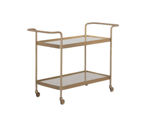 Sunpan DURVA Coastal Bar Cart – Elegant Glass & Rattan Serving Station for Stylish Entertaining Spaces 111311