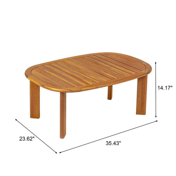 English Elm Patio Loveseat and Coffee Table Set Acacia Wood Textilene Mesh Outdoor Bistro N776P369381W