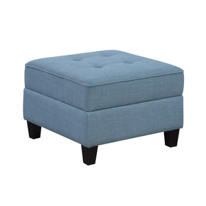 English Elm Living Room Blue Tufted Storage Ottoman with Solid Wood Frame, Foam Padding, Hidden Interior Space B011P309914