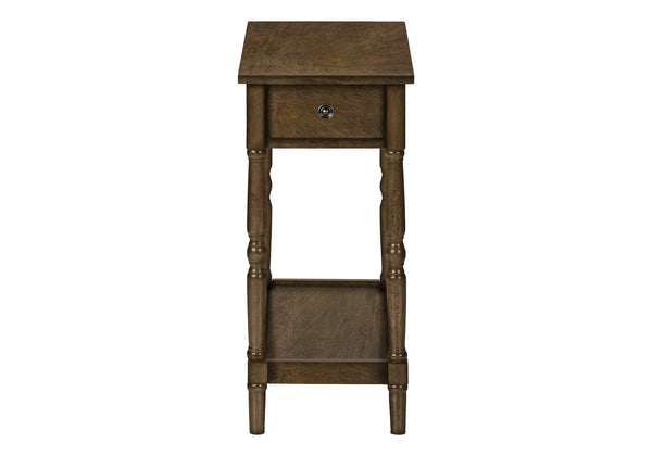English Elm Accent Table, Two-Tiered Design With Storage Drawer - Traditional Brown Veneer For Stylish Spaces B2710P219466