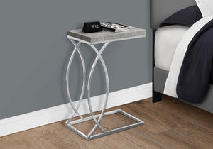 English Elm Accent C-Shaped Side Table with Glossy Laminate Top and Chrome Frame — Versatile Snack & End Surface Grey 26 L x 13 W x 6 H B2710P219215