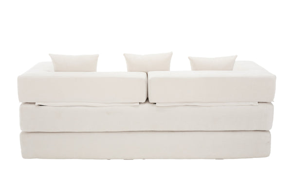 English Elm UNITED Folding Sofa Bed with Removable Cover Zipper, Chenille Memory Foam Sleeper for Small Spaces Beige W1568P293803