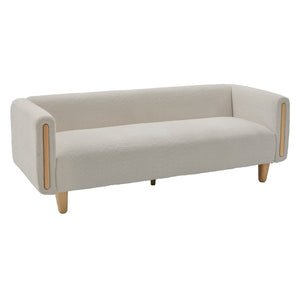 English Elm Modern Boucle Three Seat Sofa with Rubberwood Legs Pocket Spring Support Living Room Oatmeal N763P403678D