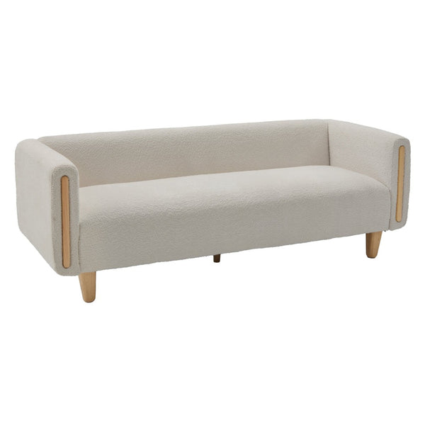 English Elm Modern Boucle Three Seat Sofa with Rubberwood Legs Pocket Spring Support Living Room Oatmeal N763P403678D