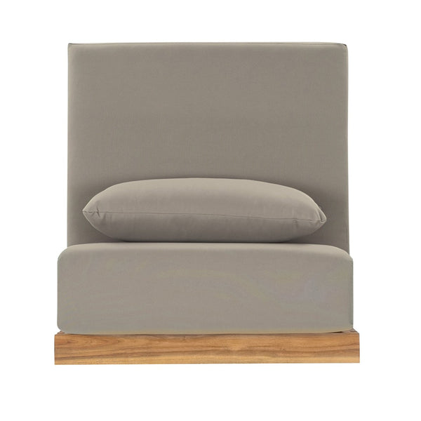 English Elm Oversized Solid Acacia Patio Club Chair with Three Piece Cushion Set for Outdoor Lounging Brown,Natural+Grey N768P392779B