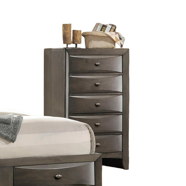 English Elm Transitional White Chest Solid Wood Dovetail Drawers Nickel Pulls Bedroom Storage B2741P372200