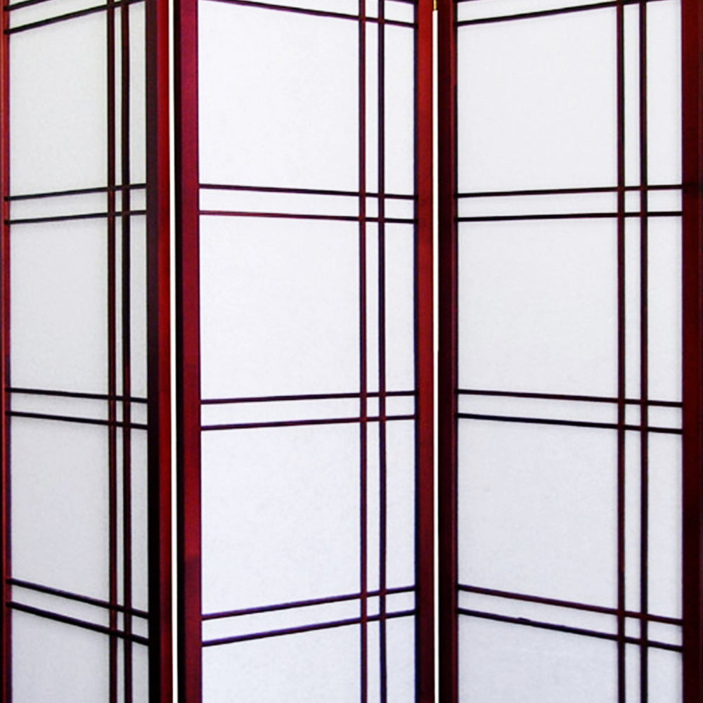 English Elm 70" Tall Girard 3-Panel Room Divider Screen In Cherry Finish - Elegant, Flexible Privacy Solution B072115962