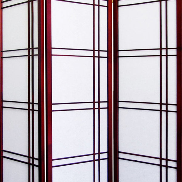 English Elm 70" Tall Girard 3-Panel Room Divider Screen In Cherry Finish - Elegant, Flexible Privacy Solution B072115962