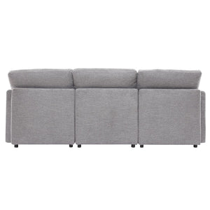 English Elm 86.6" Sectional Sofa Modular U-Shape Convertible Sofa Bed with Movable Ottoman, USB Ports & Chenille Comfort LIGHT GREY N719S002130R