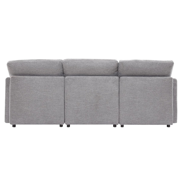 English Elm 86.6" Sectional Sofa Modular U-Shape Convertible Sofa Bed with Movable Ottoman, USB Ports & Chenille Comfort LIGHT GREY N719S002130R