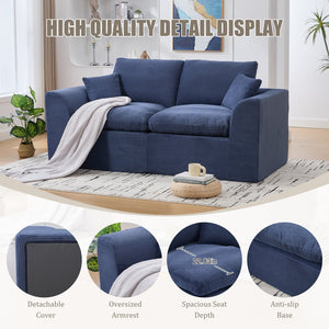 English Elm UNITED Cloud Couch Modular Sectional Sofa with Corduroy Cover, Ergonomic 2-Seater, No Assembly Needed Navy Blue W1568P371122