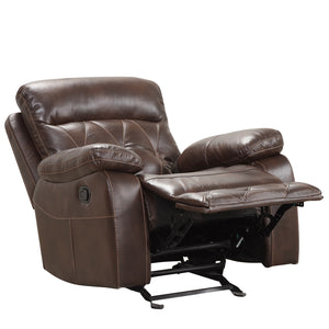 English Elm Transitional Multi-Function Glider Recliner with Channel Back, Cup Holders, Hidden Storage, Upholstered Comfort Brown 37 L x 33 W x 29 H B2741P385043