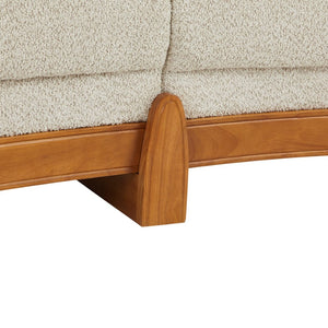English Elm Elegant Boucle Curved Sofa with Natural Wood Base for Modern Living Rooms N773IS00098S