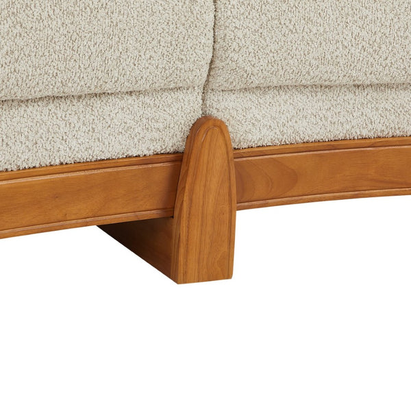 English Elm Elegant Boucle Curved Sofa with Natural Wood Base for Modern Living Rooms N773IS00098S
