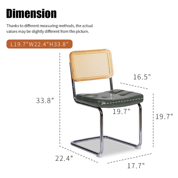 English Elm Dining Chairs Set of 4 Velvet Seat Woven Rattan Back Chrome Cantilever Frame Dark Green W2105S00002