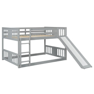 English Elm Full Over Kids Bunk Bed with Built-in Slide Ladder Pine Frame Gray Finish LT100208AAE