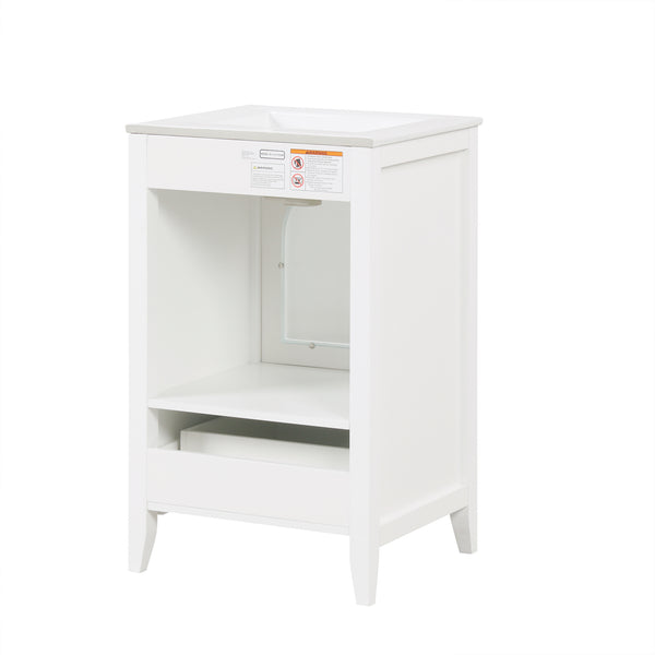 English Elm 20" Modern Bathroom Vanity With Sink, Soft-Close Glass Door, Drawer, Stylish Compact Design N725P185457K