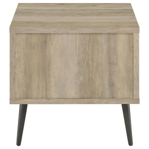 English Elm Balboa Distressed Pine 2-Piece Coffee & End Table Set with Gray Drawer, Open Cubby, Tapered Legs B062S01311