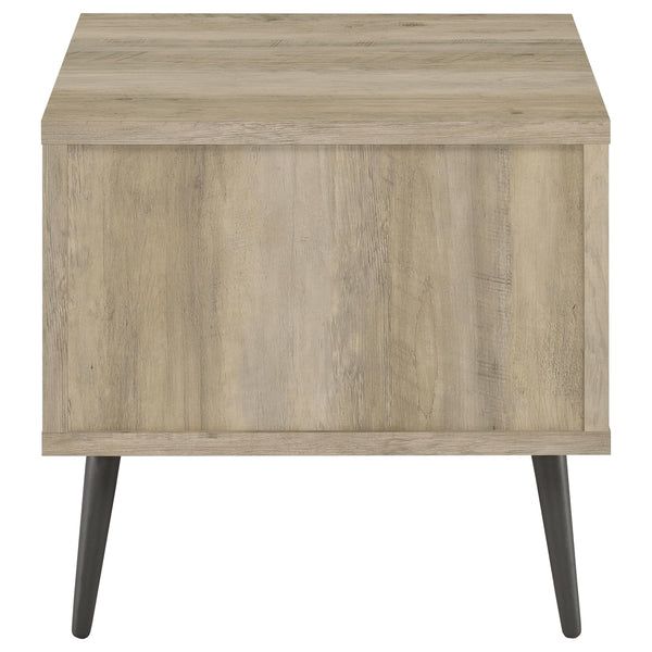 English Elm Balboa Distressed Pine 2-Piece Coffee & End Table Set with Gray Drawer, Open Cubby, Tapered Legs B062S01311
