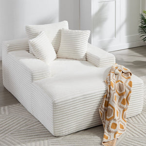English Elm 67" Oversized Corduroy Chaise Lounge Sofa with Wide Armrests and Convertible Sleeper Design W1803P354563
