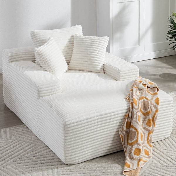 English Elm 67" Oversized Corduroy Chaise Lounge Sofa with Wide Armrests and Convertible Sleeper Design W1803P354563