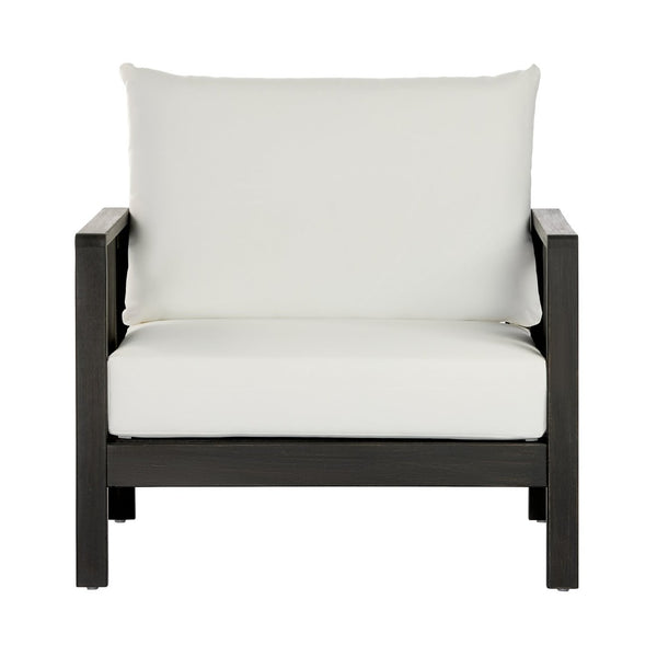 English Elm 4-pieces Acacia Wood Outdoor Conversation Set with Loveseat Club Chairs Patio Table Dark Grey,White+Black N768P368824D_N768P368823D_2