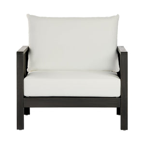 English Elm Outdoor Acacia Wood Club Chair Uv Resistant Textilene Weave Lounge Seat for Patio Deck Dark Grey,White+Black N768P368823D