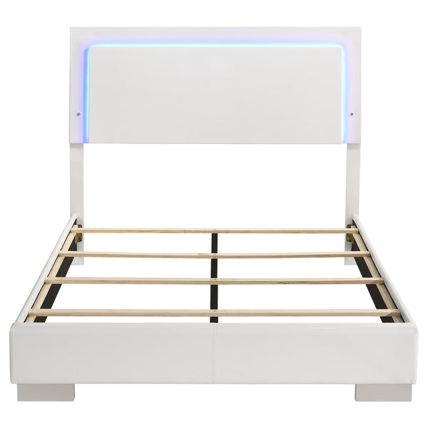 English Elm Felicity White High Gloss Full Led Panel Bed - Modern Design With Ambient Lighting & Sturdy Support B062S00864