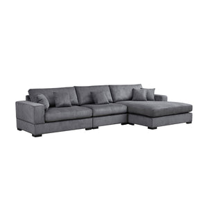 English Elm 148.03'' Mid Century Modern 4 Seat Sectional Sofa with Reversible Chaise for Living Room Grey W876S00329