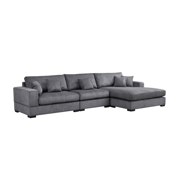 English Elm 148.03'' Mid Century Modern 4 Seat Sectional Sofa with Reversible Chaise for Living Room Grey W876S00329