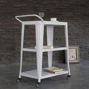 English Elm 3-tier Metal Rolling Cart with Swivel Casters Sleek White Kitchen Bar Serving Station B011P236767