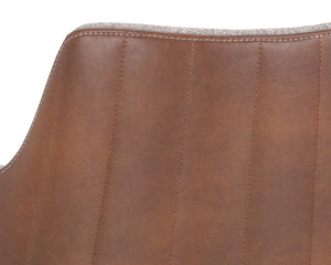 Sunpan Griffin Dining Armchair - Modern Comfort Meets Stylish Design for Any Space with Durable Iron Legs November Grey / Bravo Cognac